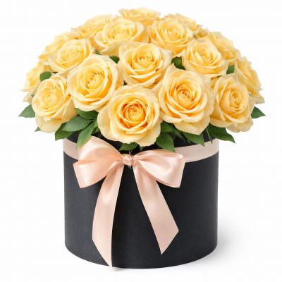 Шикарный букет роз в коробке «Нежные мечты»