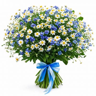 Букет с незабудками и ромашками «Незабудка»