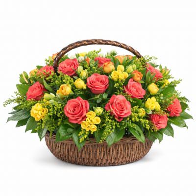 Корзина с живыми цветами «Весенний аромат»