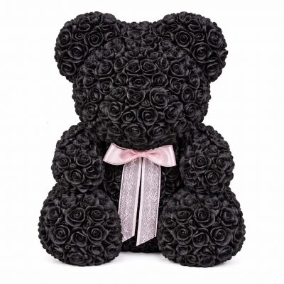 Мишка из роз черный (40 см)