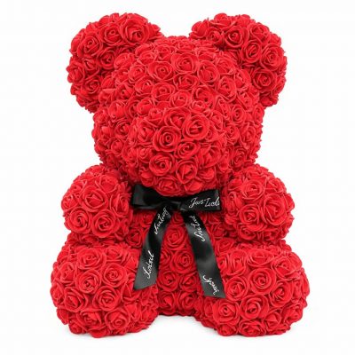 Мишка из роз красный (40 см)