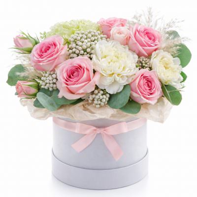 Цветочная композиция в коробке «Свежесть утра»
